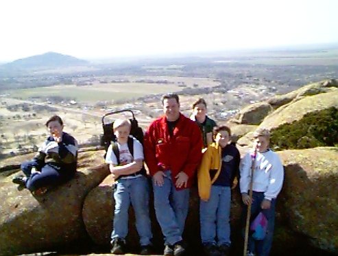 Overlooking the surrounding Area.  Mr. Graham and the boys.