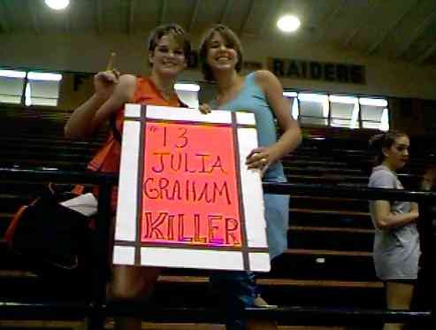 Julia and her friend Shelly after the second Rider game!
